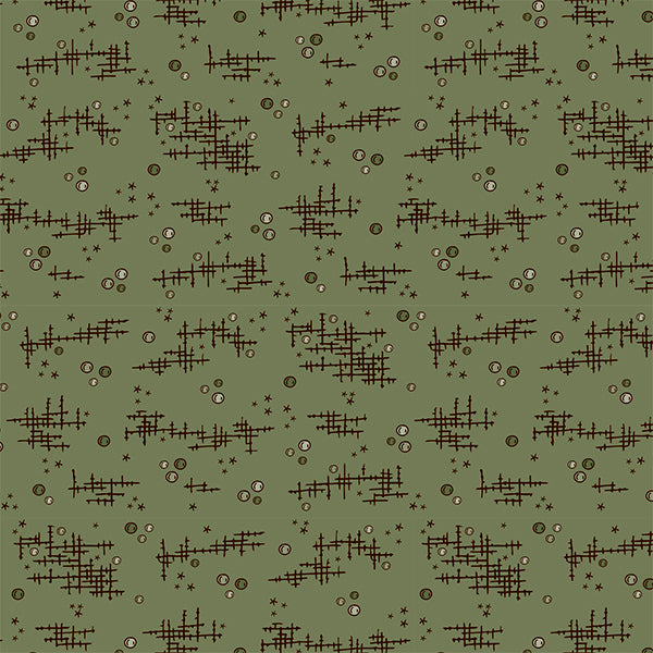 Quilters Collection - Shabby stitches and dots on dusty moss
