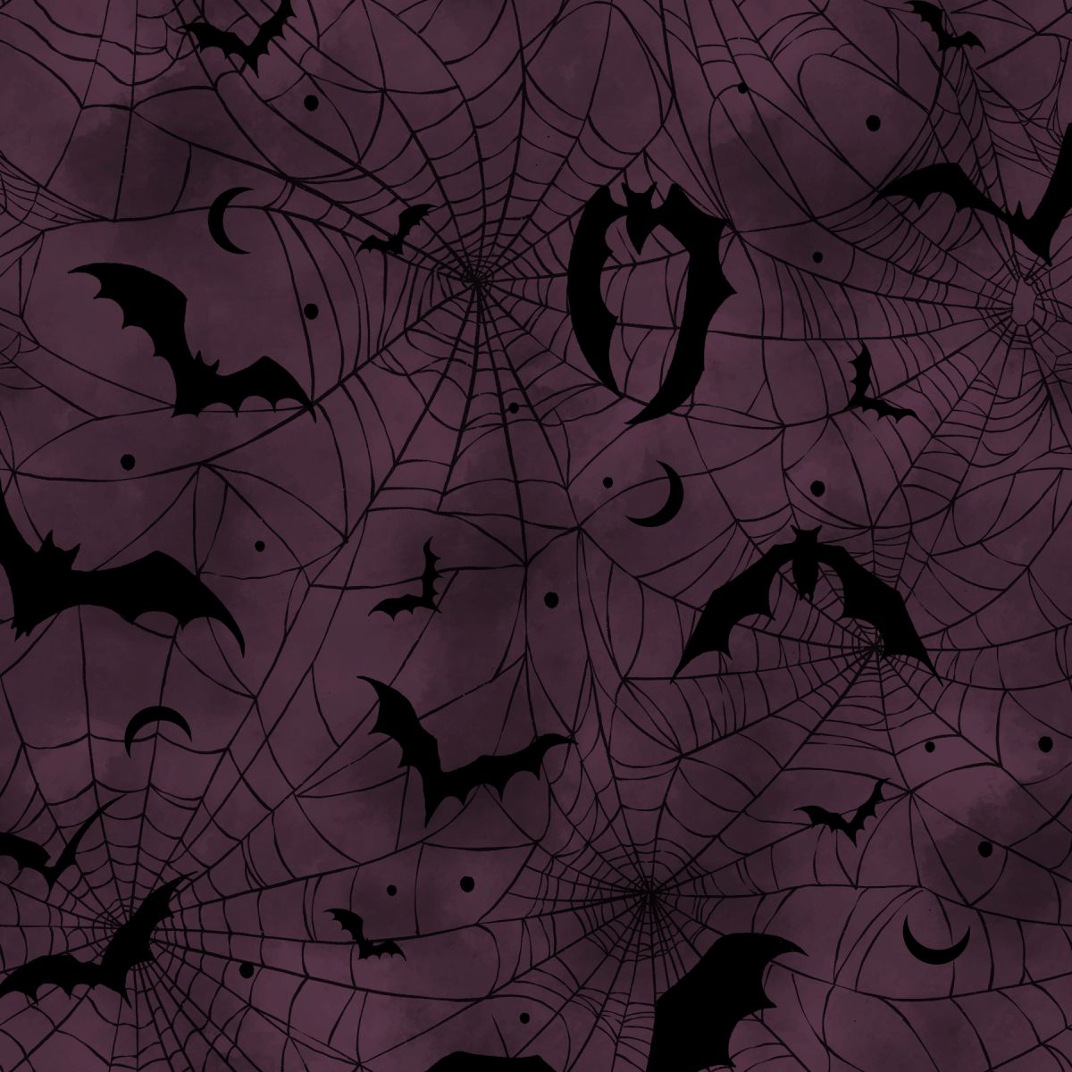 Darkly Enchanted - Spiderweb with Bats - Plum