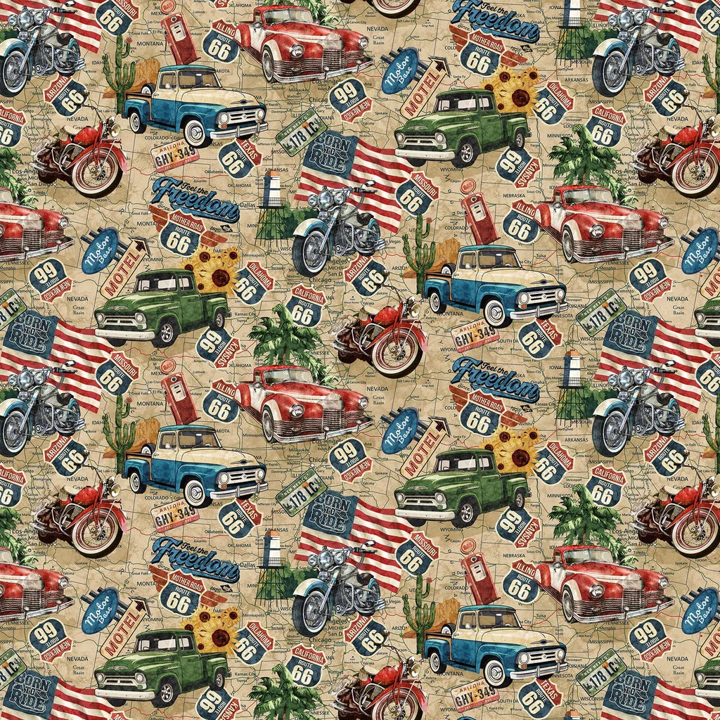 Historic Route 66 - Route 66 Toss - Cream