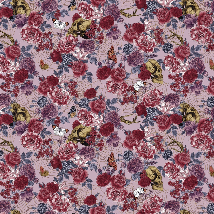 Bones Collection - Large Floral and Bones - Dusty Rose