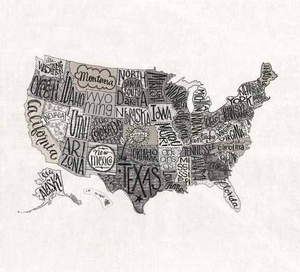 Metropolis - USA States map, cream PANEL