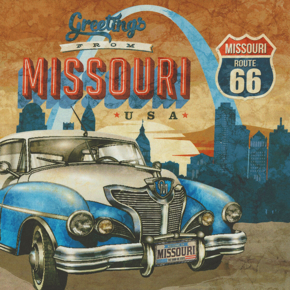 Historic Route 66 - Route 66 block PANEL - Multi