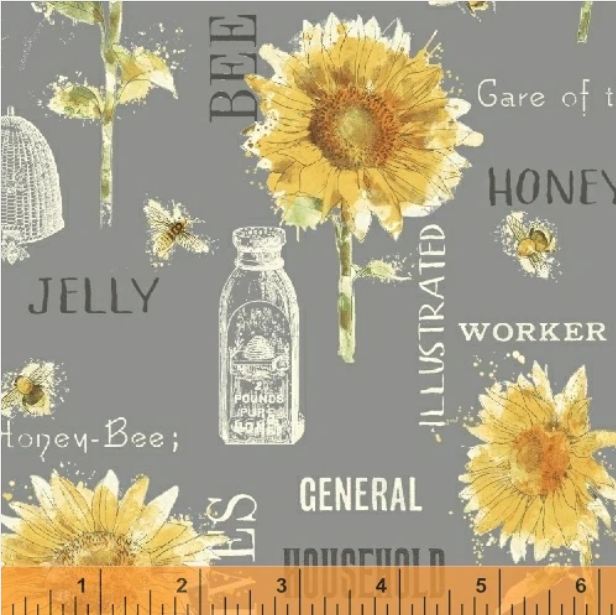 Bee My Sunshine - Sunflowers and Bees on gray