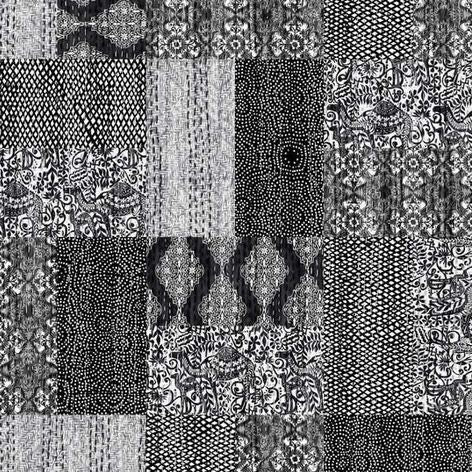 Kantha Cloth (double sided with stitches) - Charmed Onyx - Black/White