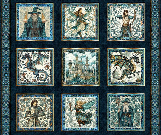 Folklore - Medieval Picture Pactes PANEL - Dark navy/Teal