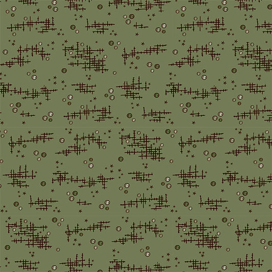 Quilters Collection - Shabby stitches and dots on dusty moss