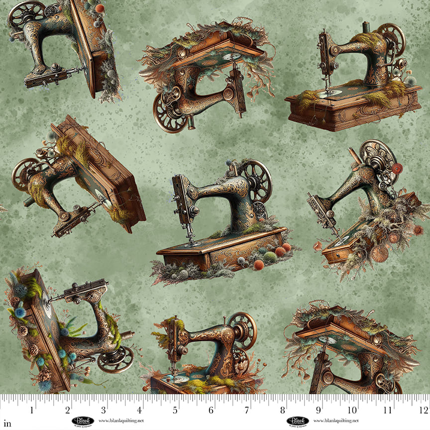 Forget Me Not - Vintage Sewing machines - Sage