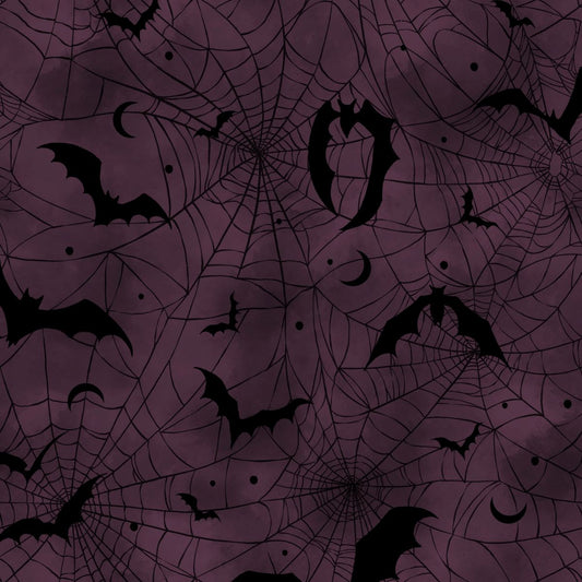 Darkly Enchanted - Spiderweb with Bats - Plum