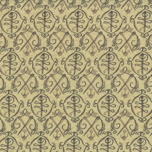 Piecemakers - Needle and thread on beige background