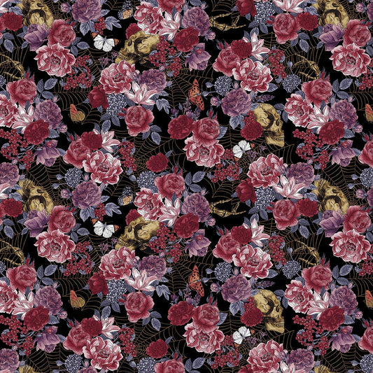 Bones Collection - Large Floral and Bones - Black