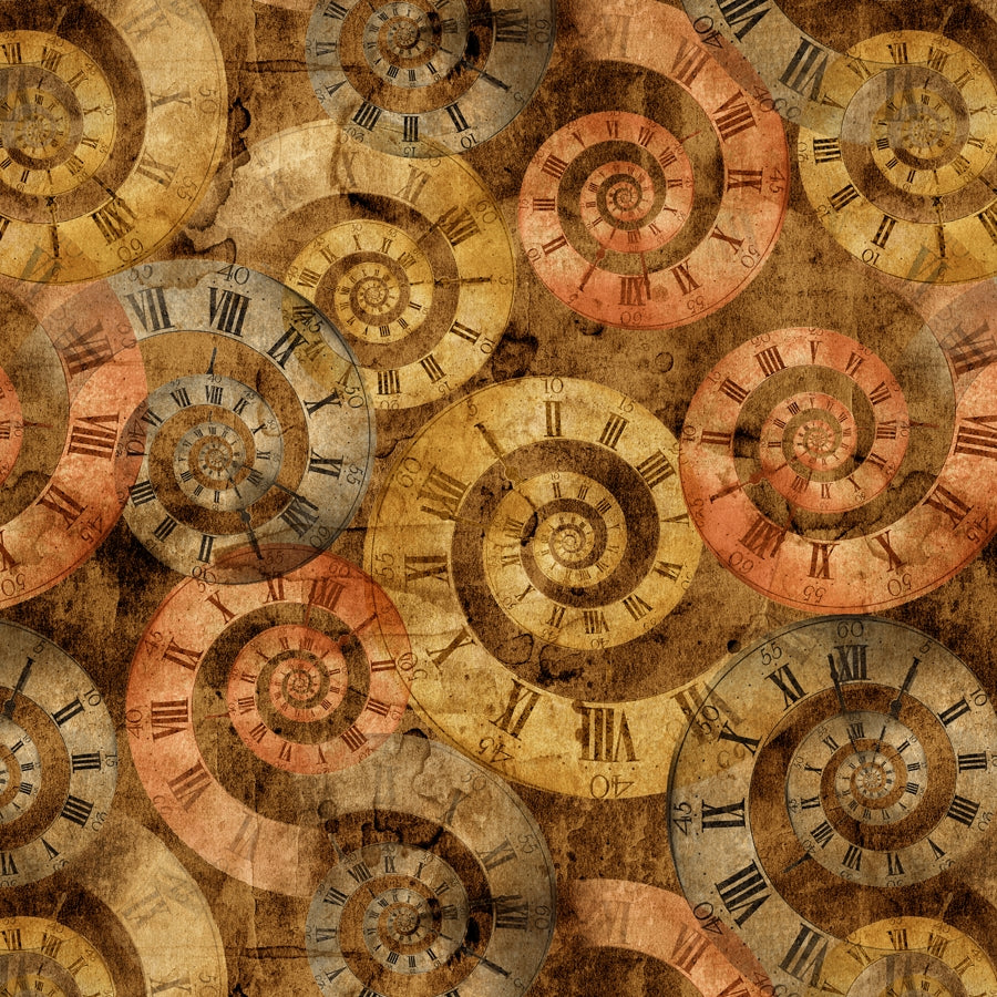 Full Steam Ahead - Large Clock Swirls - Cocoa