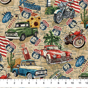 Historic Route 66 - Route 66 Toss - Cream