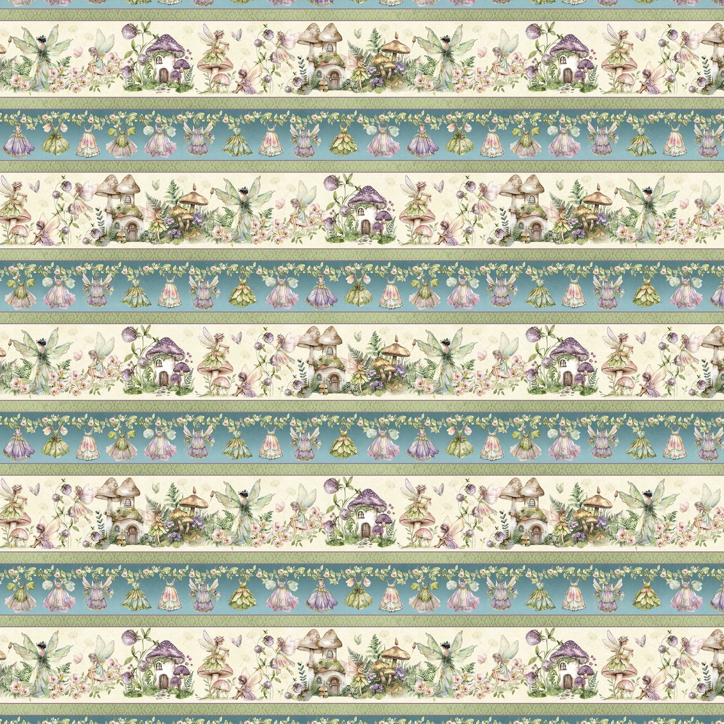 Fairy Boutique - Garden Faires repeating stripe - Pastel