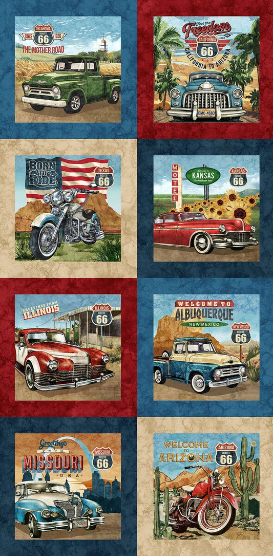 Historic Route 66 - Route 66 block PANEL - Multi