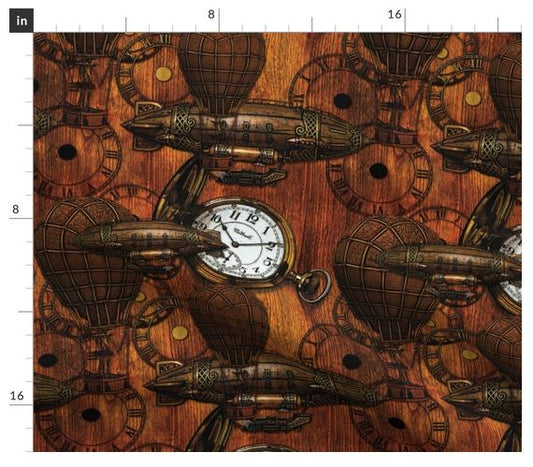 Steampunk Wood - Airships and Clocks