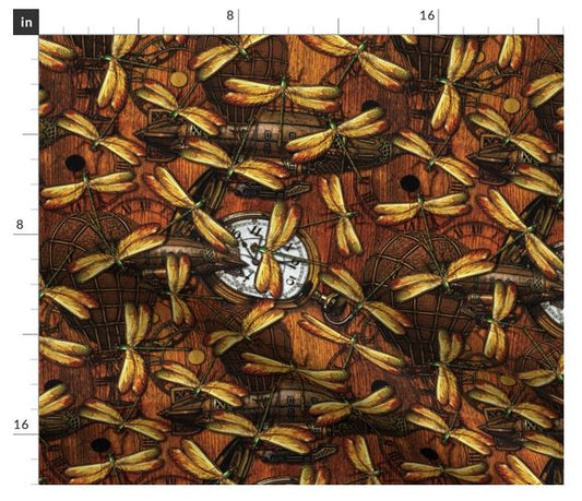 Dragonflies on Wood with Steampunk Elements